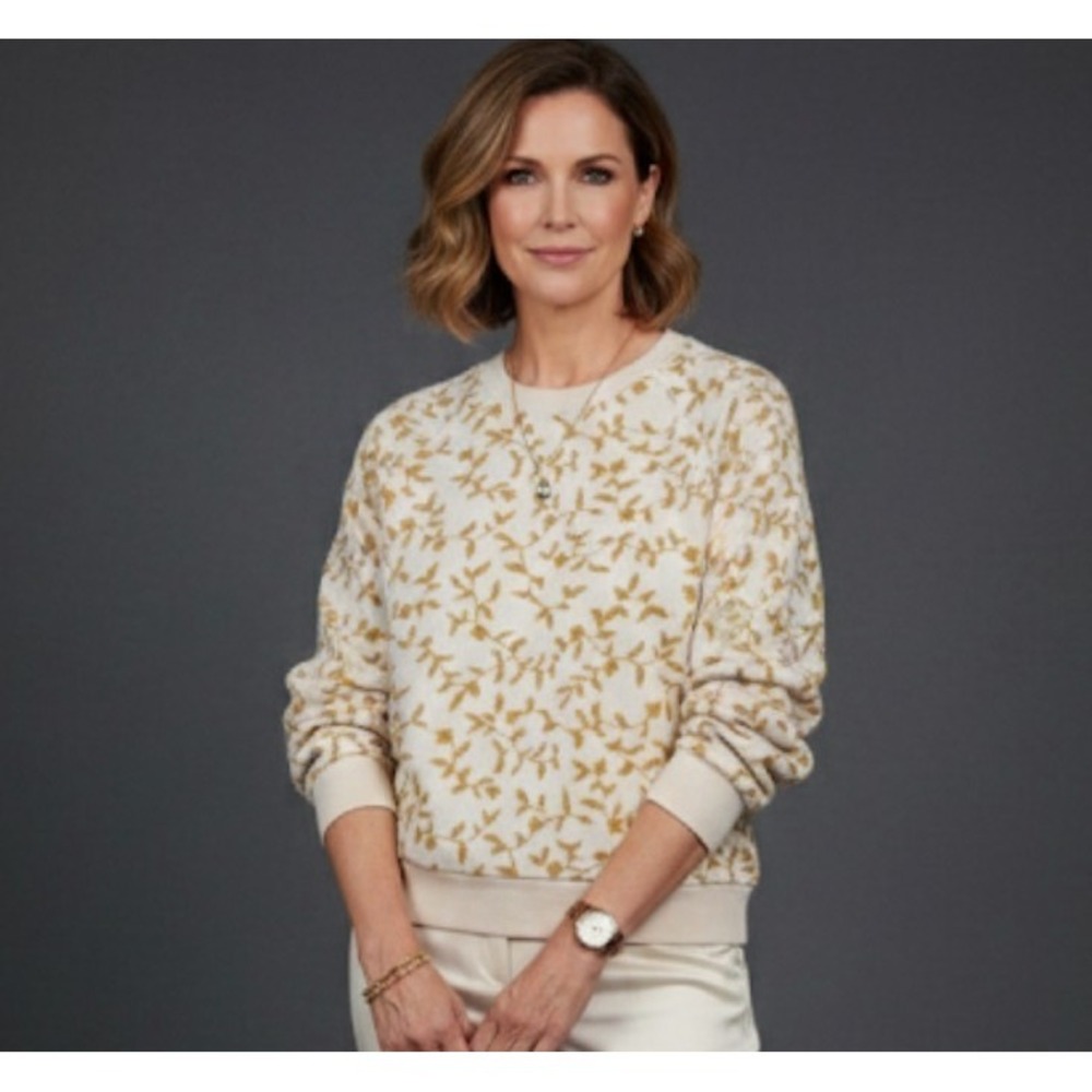 Ulla Johnson Shirt Womens Small White Floral Balloon Sleeve Sweatshirt Top